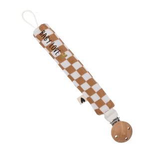 attache tétine gaze de coton damier