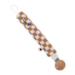 attache tétine gaze de coton damier