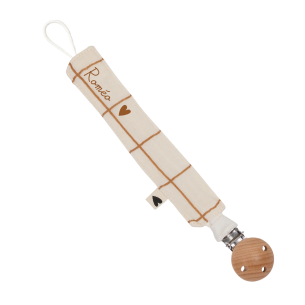 attache tétine gaze de coton grands carreaux personnalisable