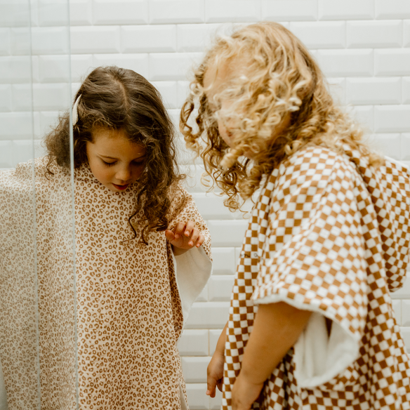 poncho gaze de coton damier personnalisable