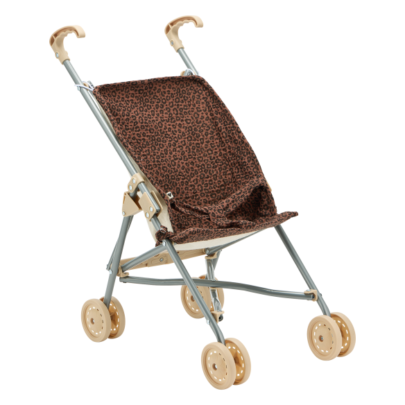 poussette en gaze de coton léopard marron personnalisable