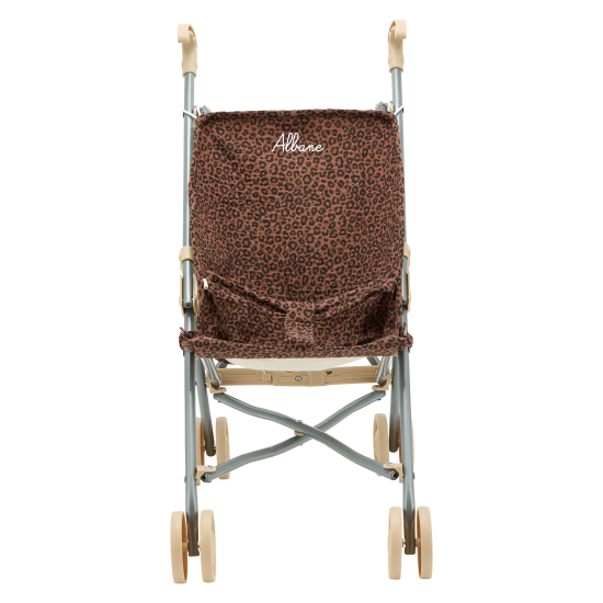 poussette en gaze de coton léopard marron personnalisable