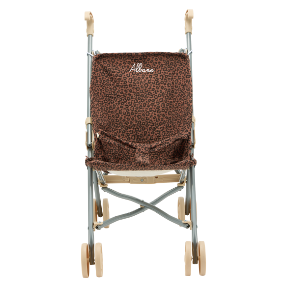 poussette en gaze de coton léopard marron personnalisable