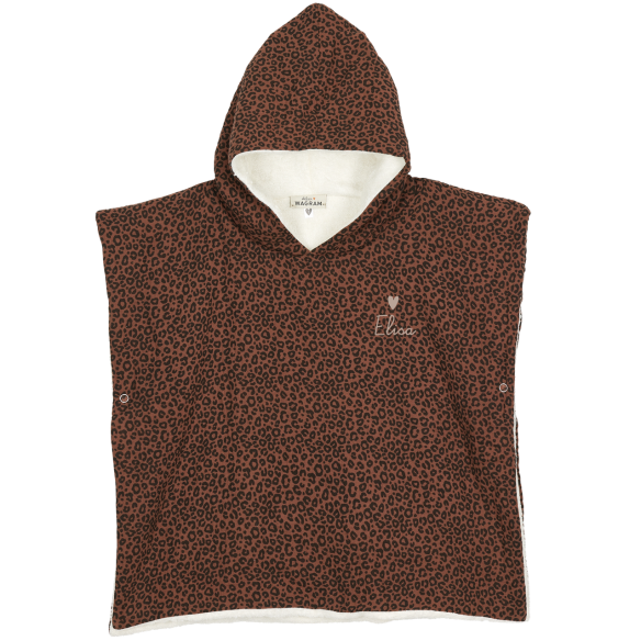 poncho gaze de coton léopard marron personnalisable poncho gaze de coton léopard marron personnalisable