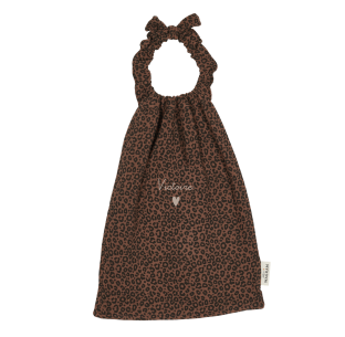 serviette de cantine gaze léopard marron