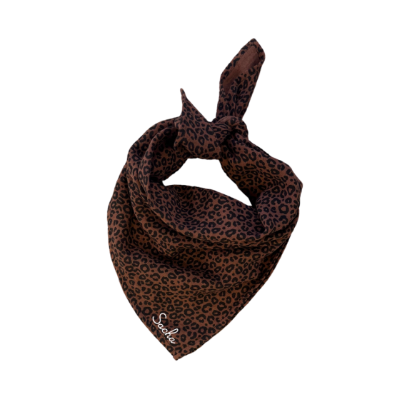 foulard en gaze de coton léopard marron