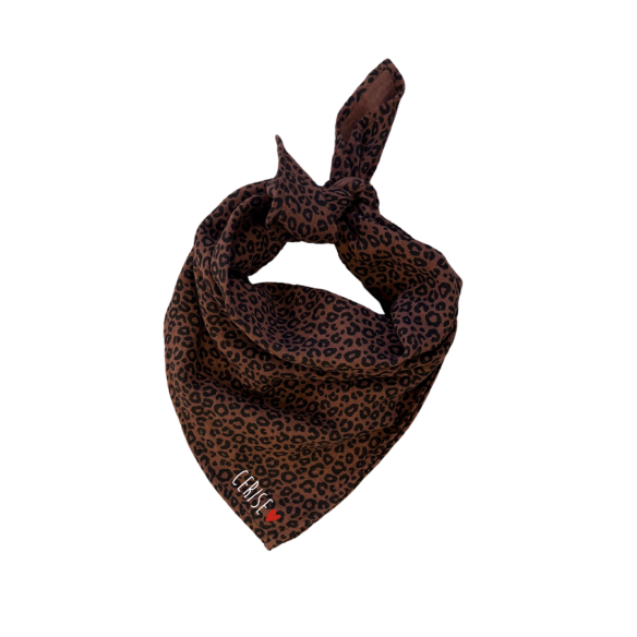 foulard en gaze de coton léopard marron