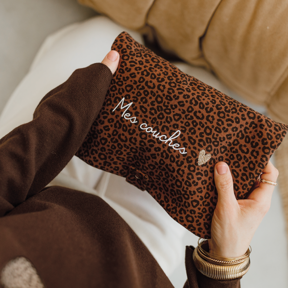 ranche couche gaze de coton léopard marron personnalisable