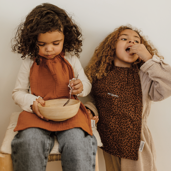 serviette de cantine gaze léopard marron