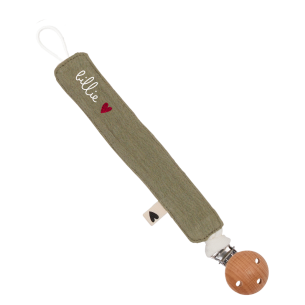 Attache tétine gaze de coton vert personnalisable