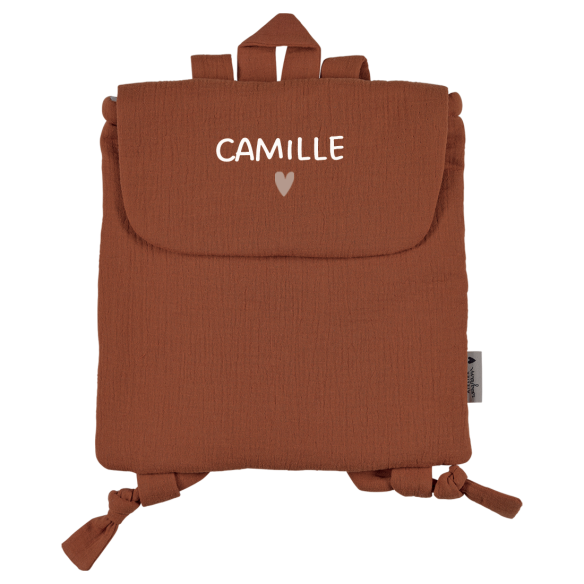 sac à dos pour enfant en gaze de coton caramel personnalisé