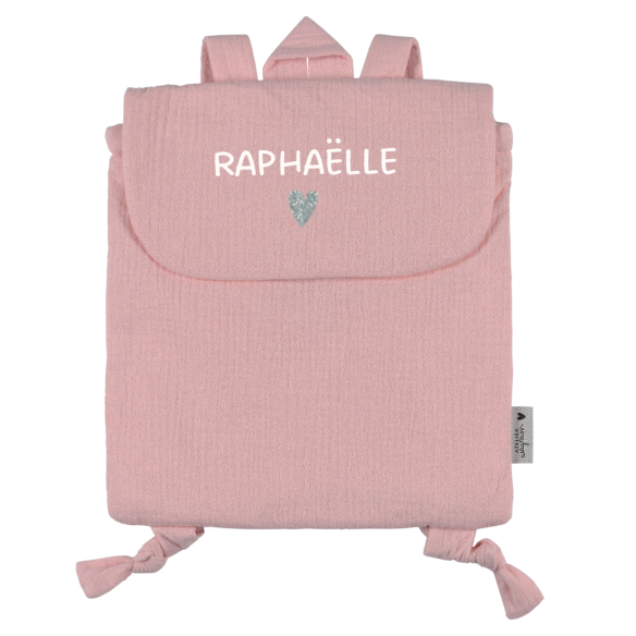sac à dos gaze rose personnalisé gaze de coton