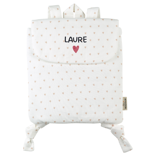 sac à dos gaze de coton coeur personnalisé