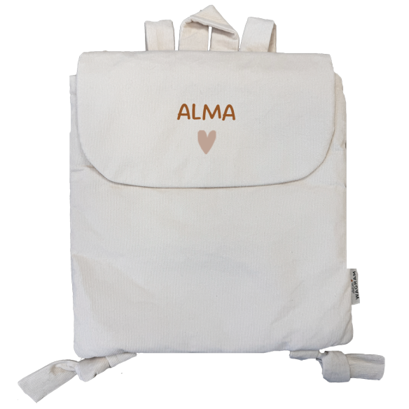 sac à dos velours ecru personnalisé