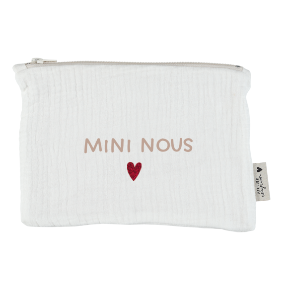 trousse plate en gaze de coton ecru