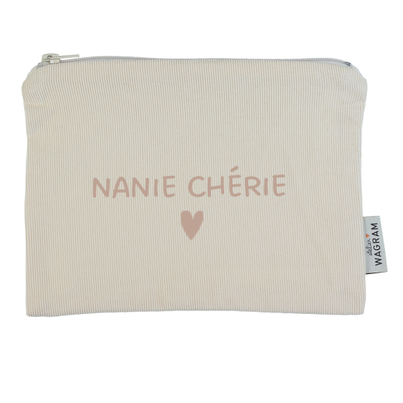 trousse plate en velours côtelé écru