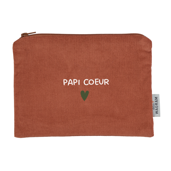 trousse plate en velours côtelé brique