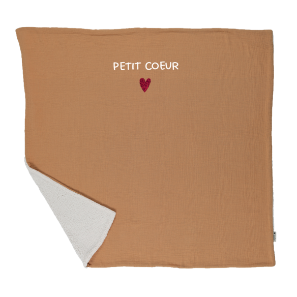 couverture pilou moumoute gaze camel