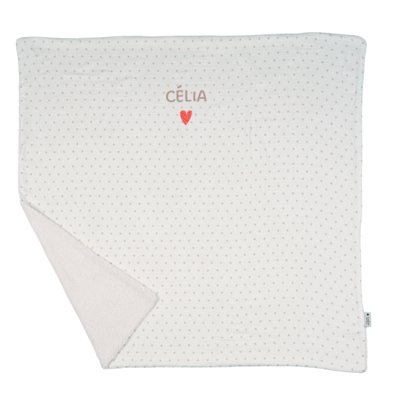 couverture pilou moumoute gaze coeurs