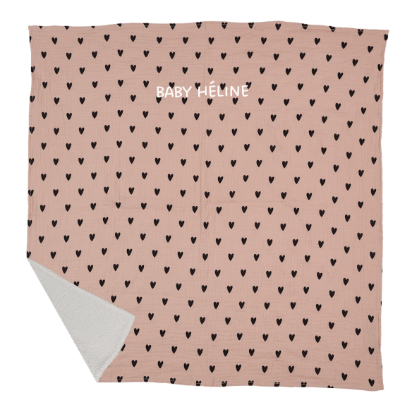 couverture pilou coeurs rose personnalisable