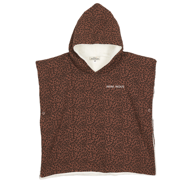 poncho gaze de coton léopard marron personnalisable poncho gaze de coton léopard marron personnalisable