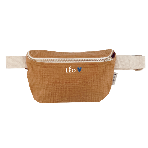 sac banane enfant gaze de coton camel