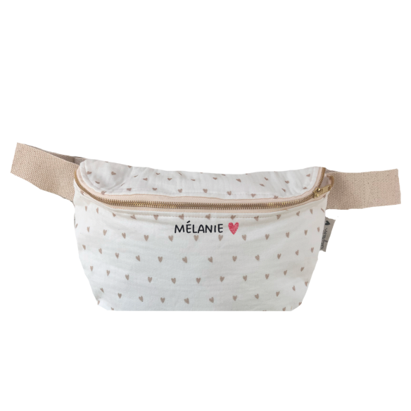sac banane enfant gaze de coton coeurs