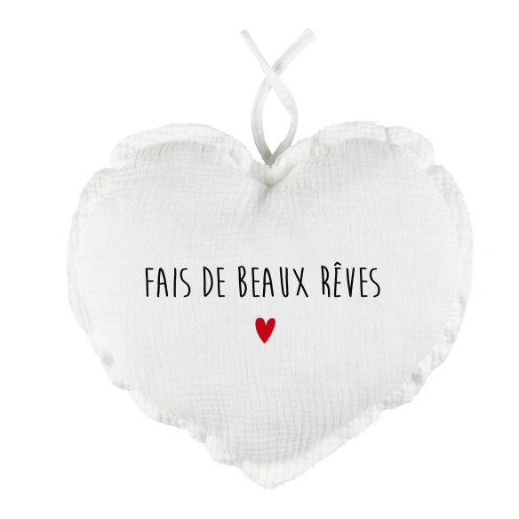 mobile coeur bruits blancs gaze de coton ecru