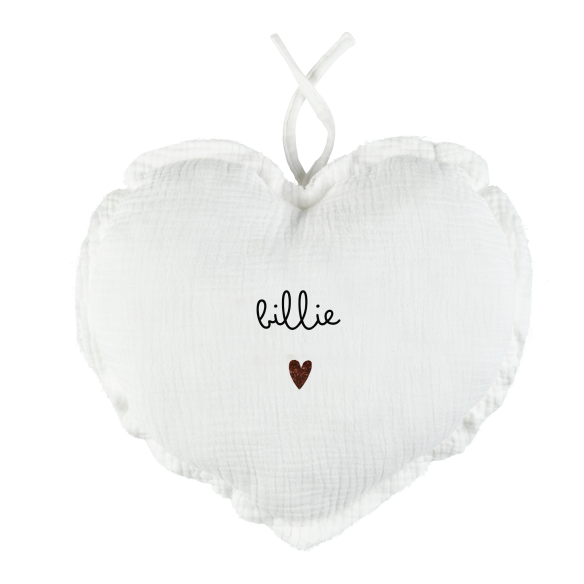 mobile coeur bruits blancs gaze de coton ecru