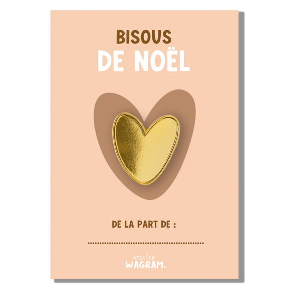 Pins carte bisous de Noël beige