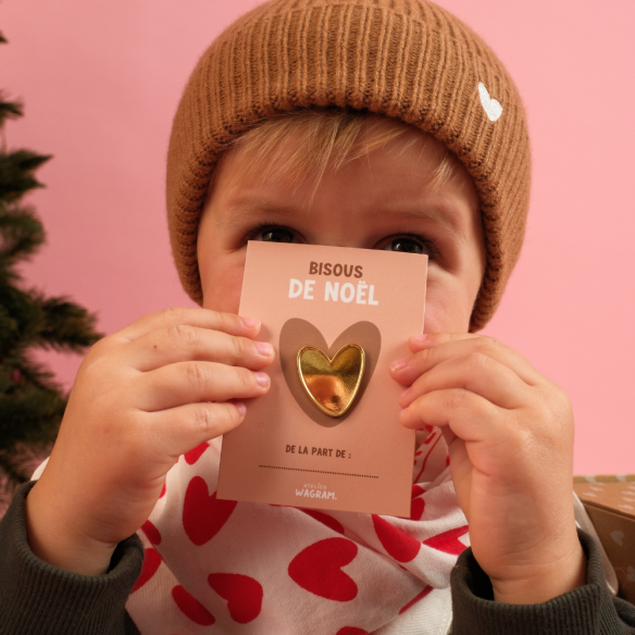 Pins carte bisous de Noël beige