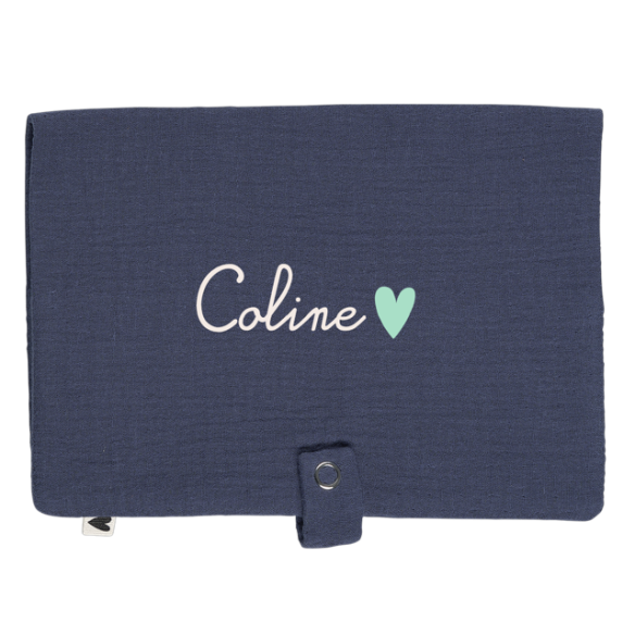 Range couche en gaze de coton bleu jean