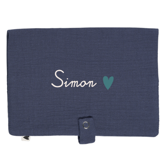 Range couche en gaze de coton bleu jean