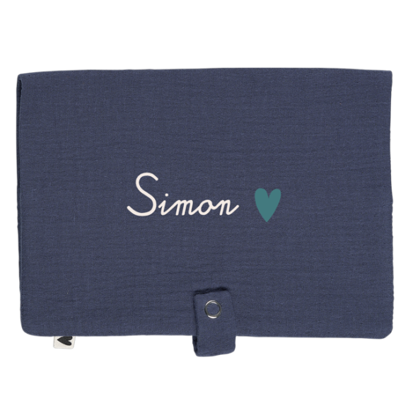 Range couche en gaze de coton bleu jean