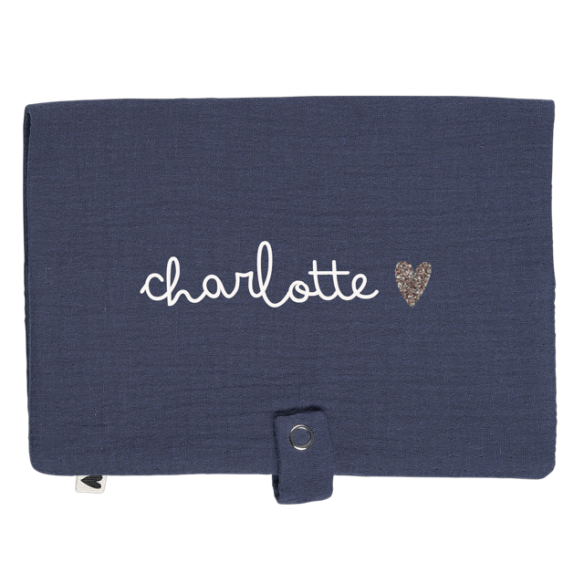 Range couche en gaze de coton bleu jean