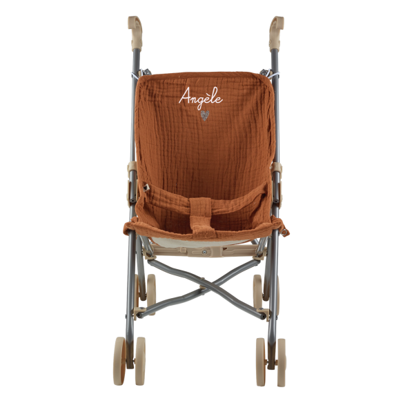 Poussette en gaze de coton caramel personnalisable