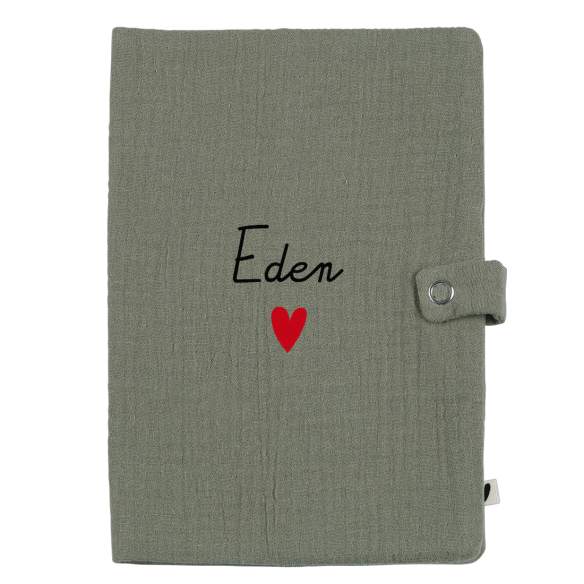 protège carnet de santé personnalisable gaze vert