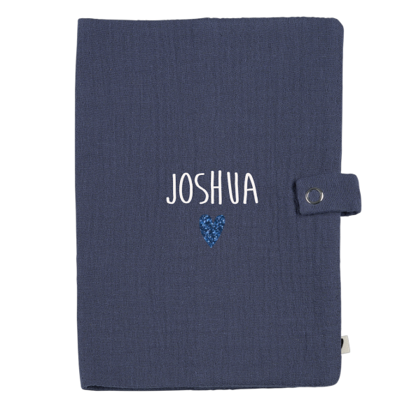 Protège carnet en gaze de coton bleu jean