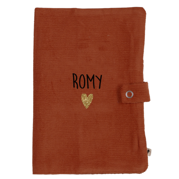 Protège carnet de santé velours brique personnalisé