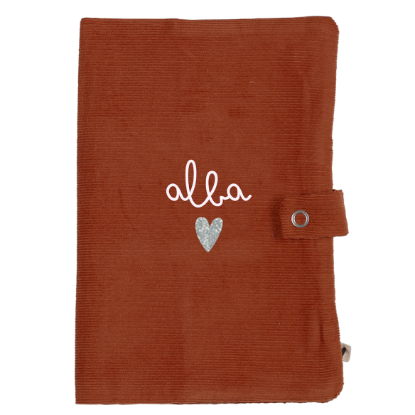 Protège carnet de santé velours brique personnalisé