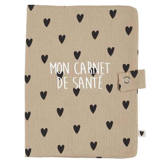 Protège carnet de santé gaze coeurs personnalisé