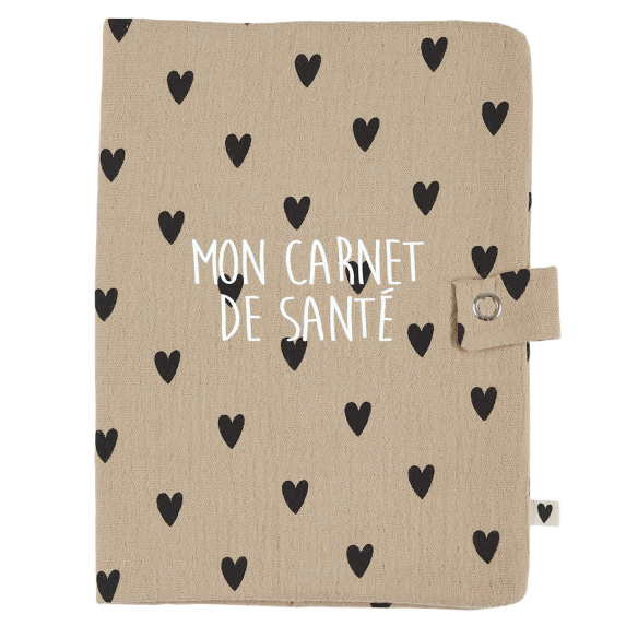 Protège carnet de santé gaze coeurs personnalisé