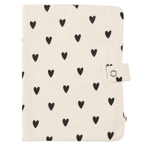 Protège carnet de santé gaze coeurs personnalisé