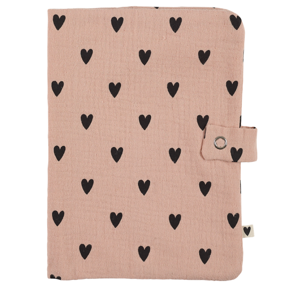 Protège carnet de santé gaze coeurs personnalisé