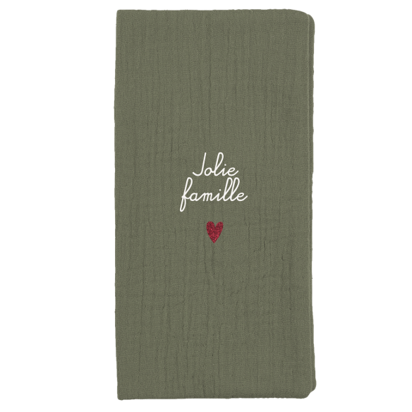 Protège livret de famille en gaze de coton vert