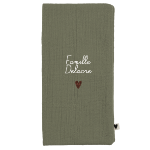 Protège livret de famille en gaze de coton vert