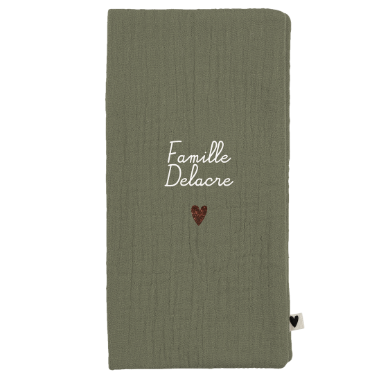 Protège livret de famille en gaze de coton vert