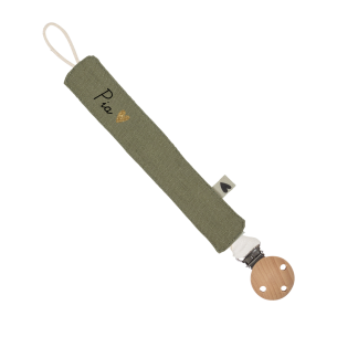 Attache tétine lin vert personnalisable