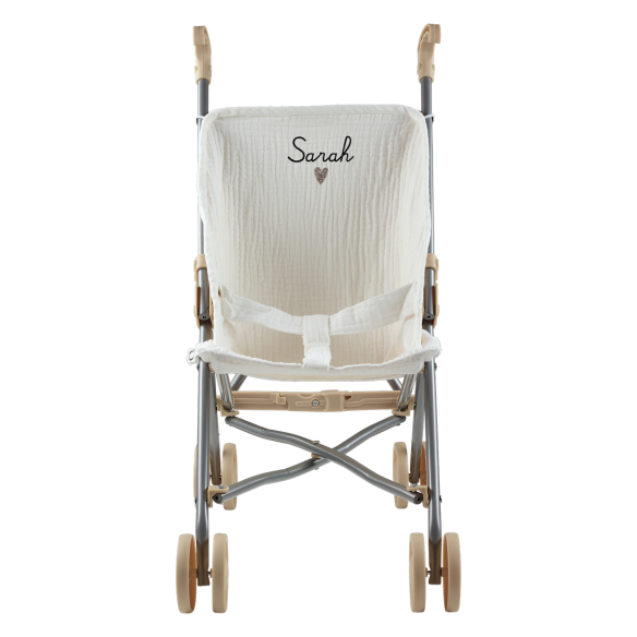 Poussette en gaze de coton écru personnalisable