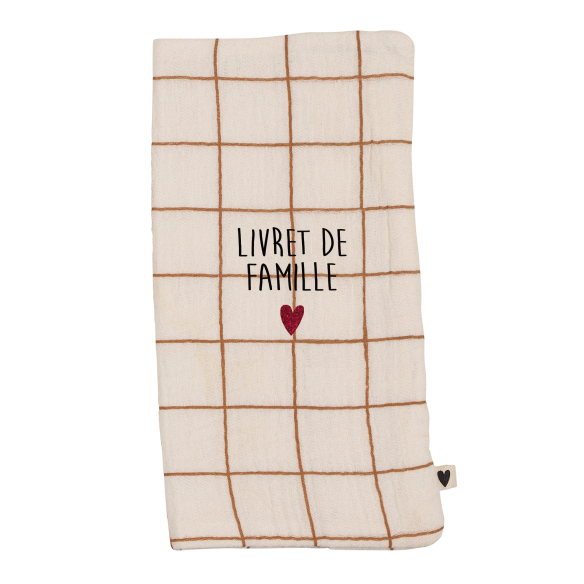 Livret de famille gaze grands carreaux personnalisable